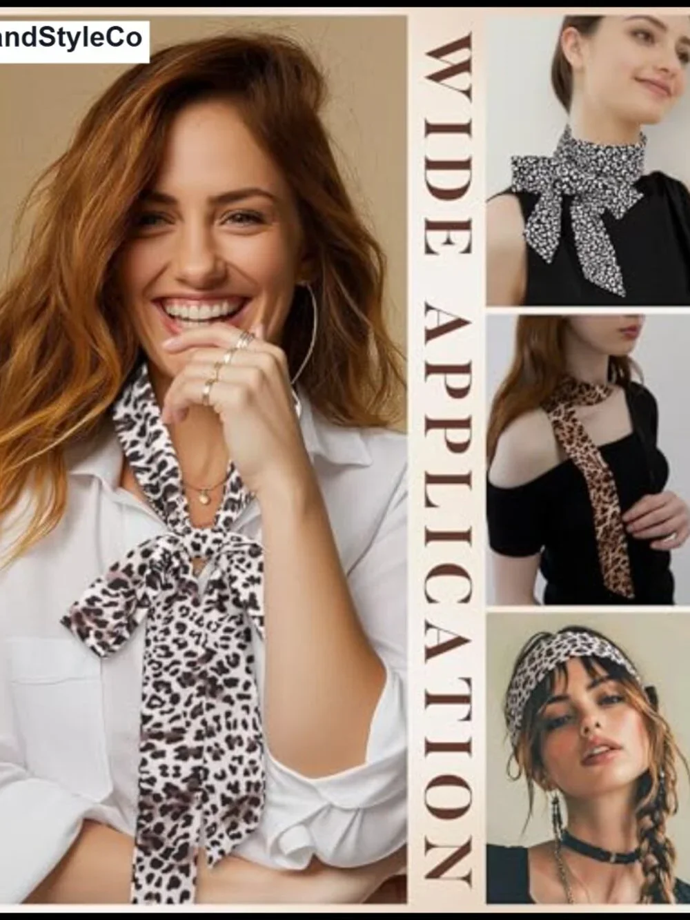 3 Pack Leopard Fashion Scarf Long Skinny Satin Headband Neck Scarf for Women